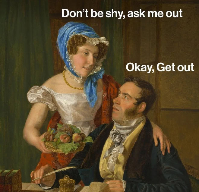Classical sarcasm meme.